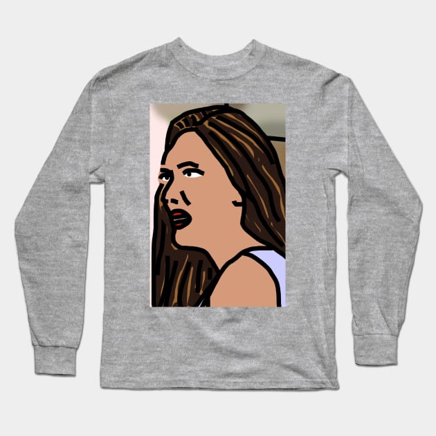 Distracted Boyfriend Meme Face of the Girlfriend Long Sleeve T-Shirt by ellenhenryart